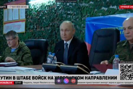 Президент России Владимир Путин посетил штаб группировки войск «Днепр» на Херсонском направлении